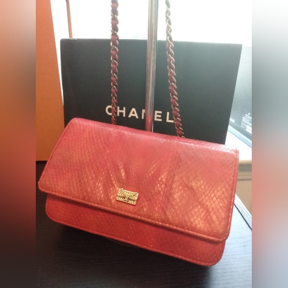 CHANEL python crossbody